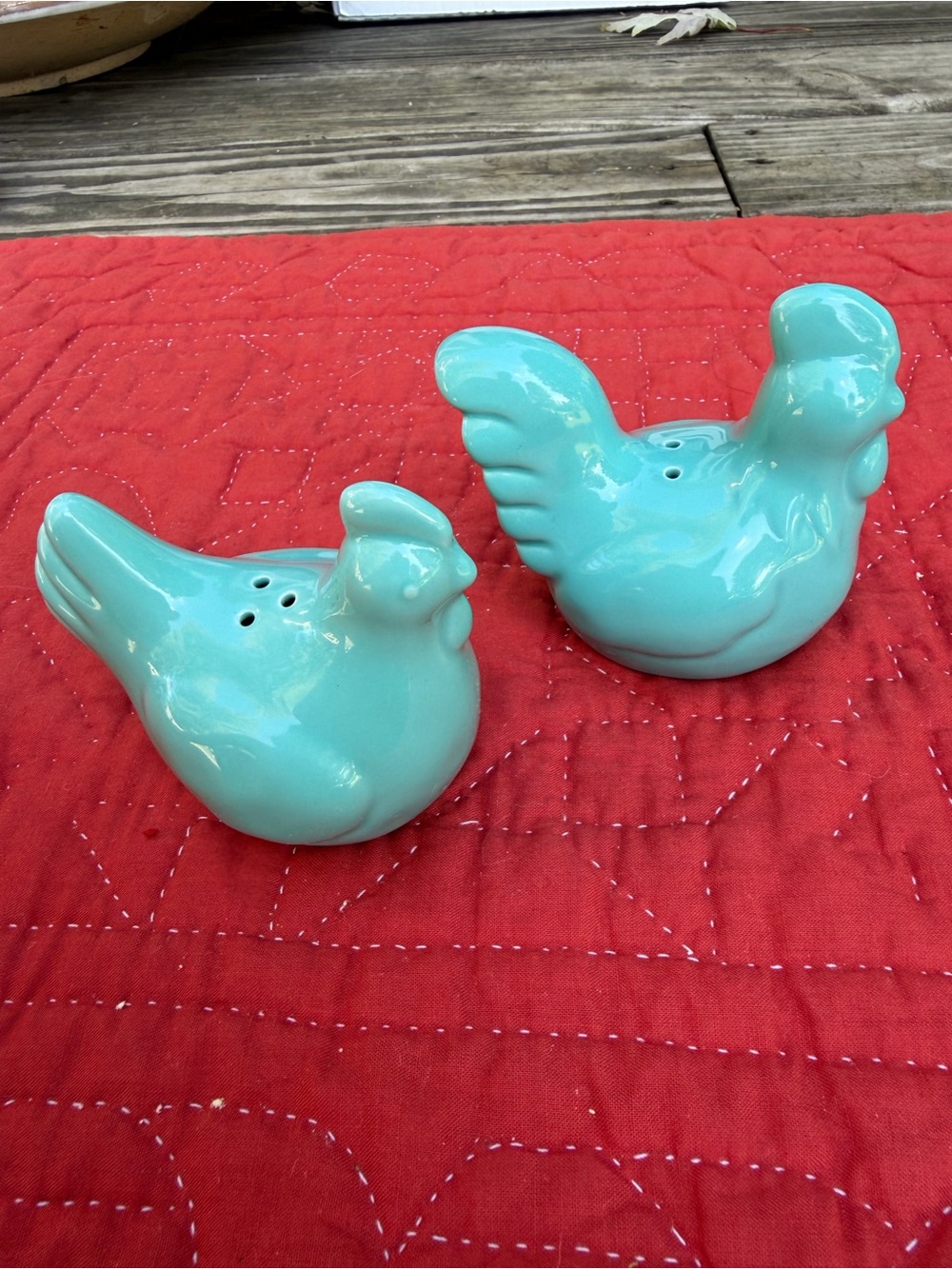 Pioneer Woman Bird Salt Pepper Shakers Teal Blue